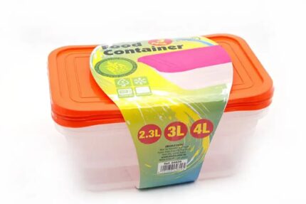 Rectangular food container, 2.3 liters, 3-pack