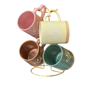 Mug, Tea, 4 Pieces, On, Holder, Modern