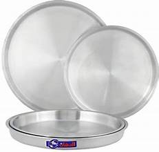 Set of 4 aluminum pizza pans, painted