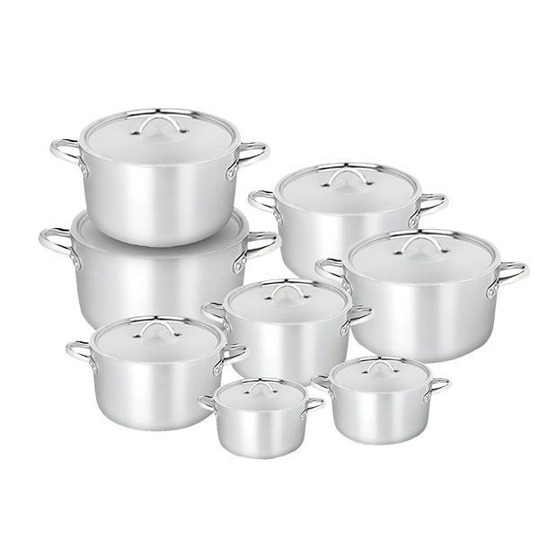 Set, pots, Mega, Four, handle, stainless steel, 8 pieces, paint