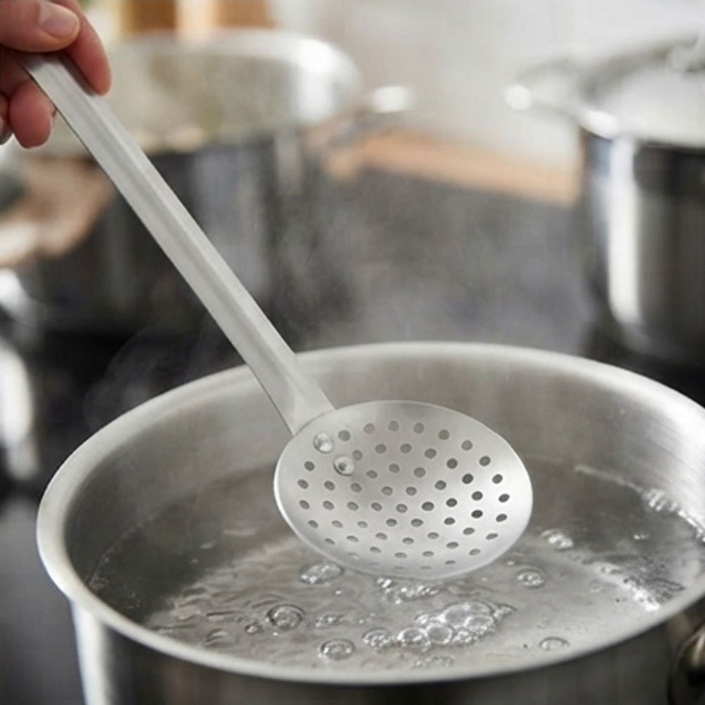 Perforated aluminum strainer and ladle for draining, frying, and browning food - Image 3