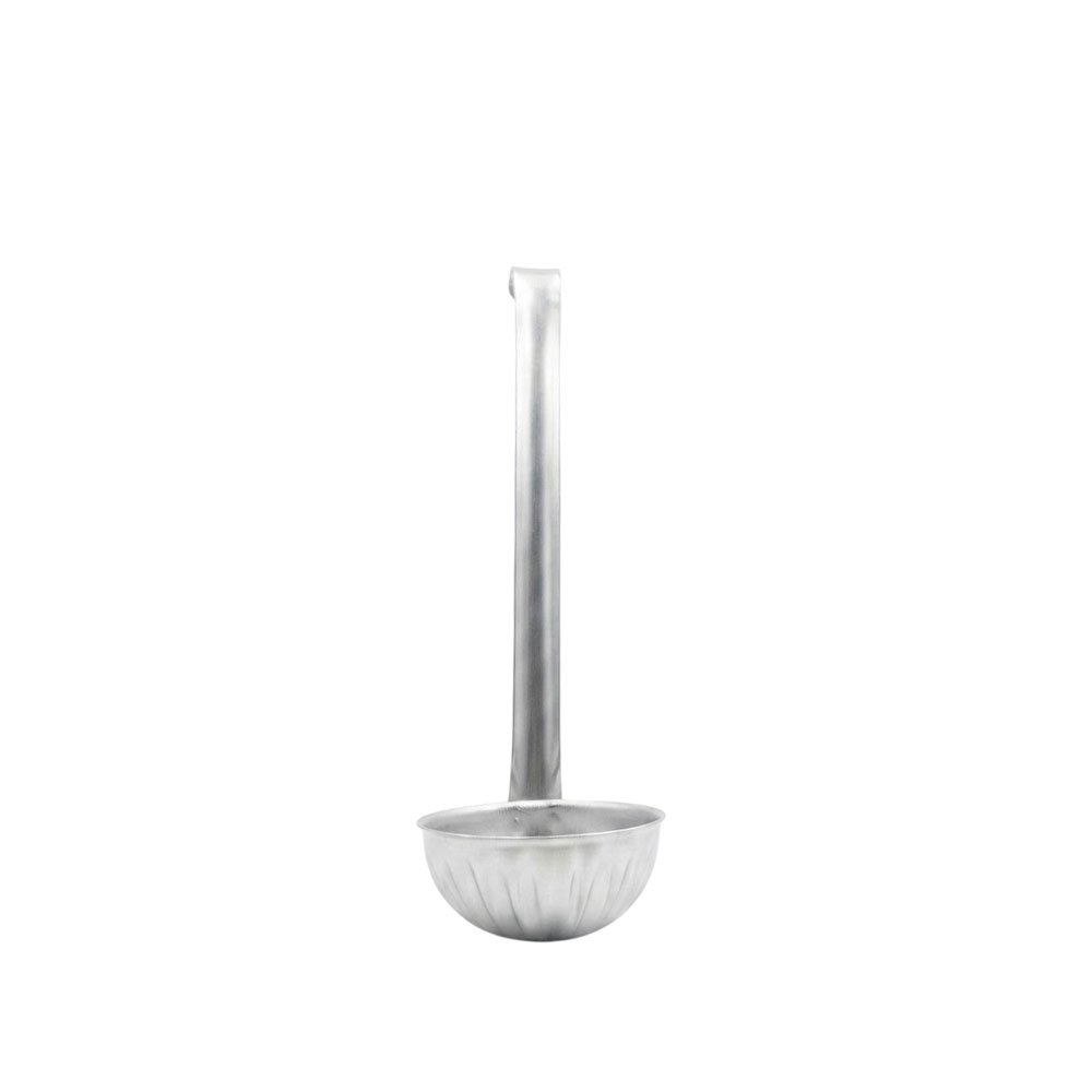 Stainless steel soup ladle with a long handle for serving and scooping in the kitchen. - Image 3