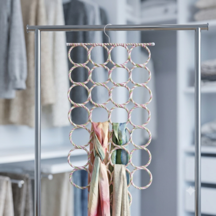 Multi-ring scarf and shawl organizer to save closet space