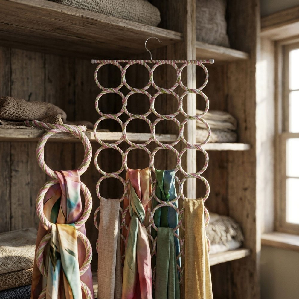 Multi-ring scarf and shawl organizer to save closet space - Image 2