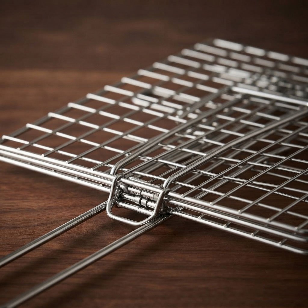 Stainless steel wire grill with handle for barbecues, meats, and poultry - Small - Image 3
