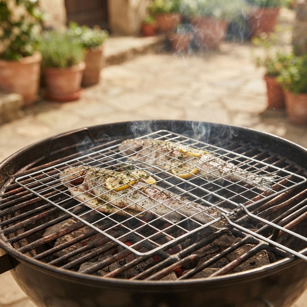Stainless steel wire grill with handle for barbecues, meats, and poultry - Small - Image 2