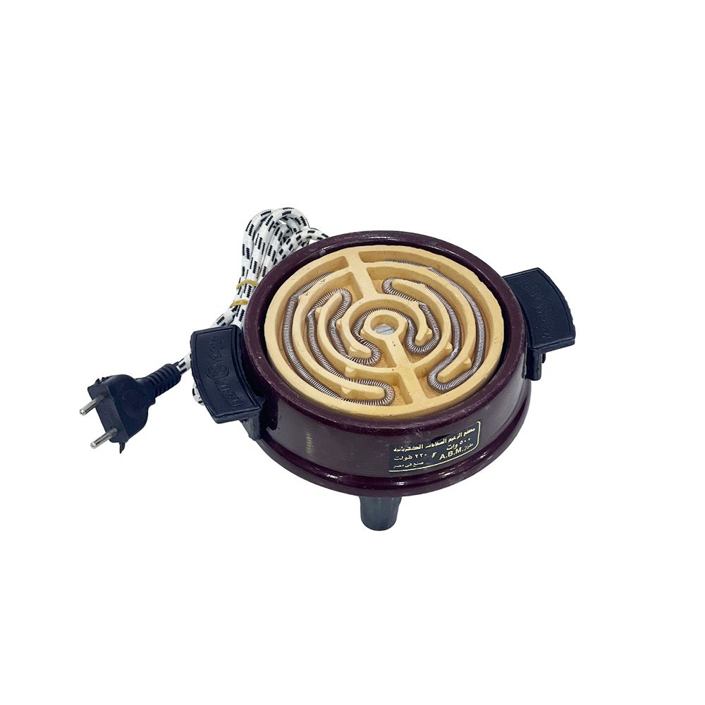 A circular spiral electric heater for lighting charcoal and heating beverages.