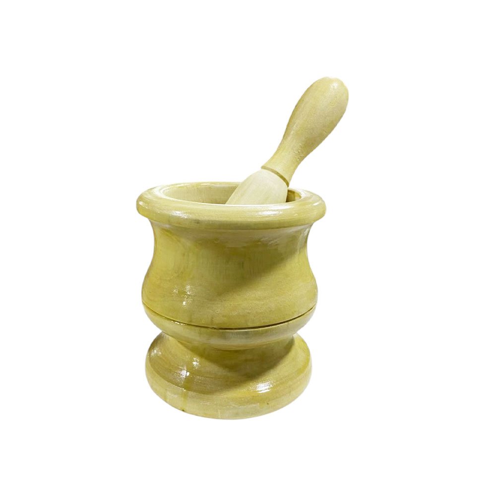 Natural wood kitchen hob with a handle for grinding garlic, spices, and seasonings - Beige - Image 3