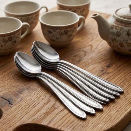6-piece stainless steel mini tea spoon set for drinks and desserts (silver)