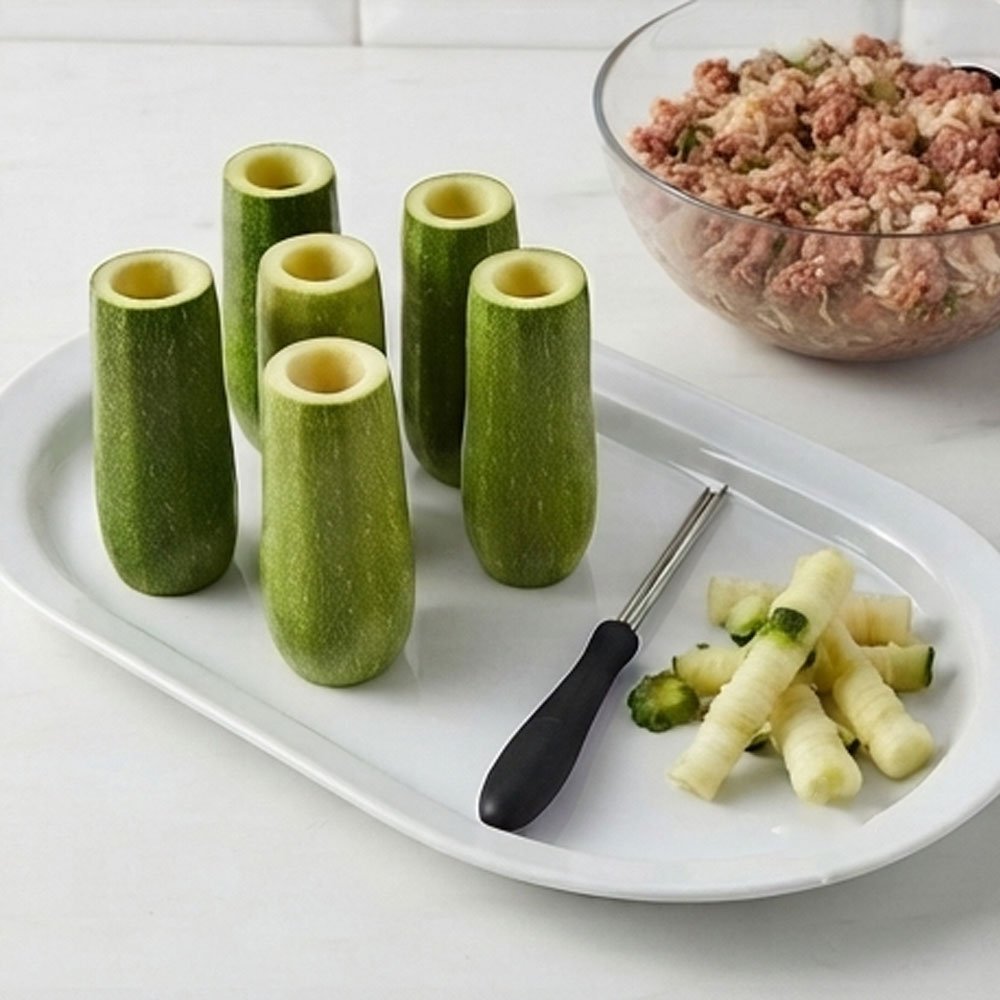 Sharp stainless steel zucchini and eggplant corer with a comfortable handle for the kitchen - Image 2