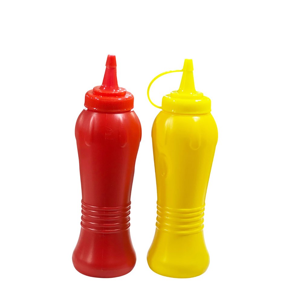 2-piece plastic squeeze bottle set for ketchup, mayonnaise, and sauces