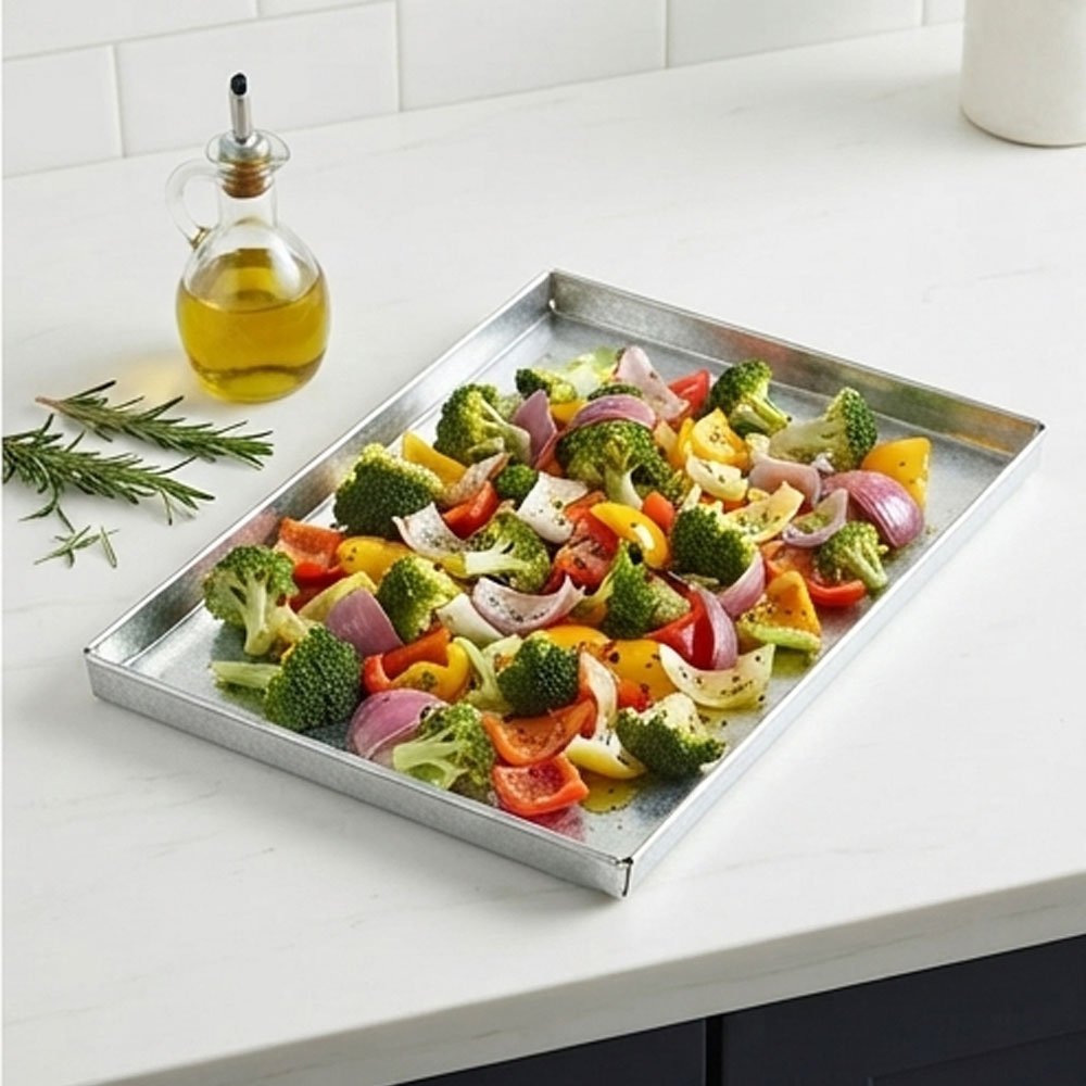 Rectangular baking sheet made of galvanized sheet metal for oven use, size 1 - Image 4