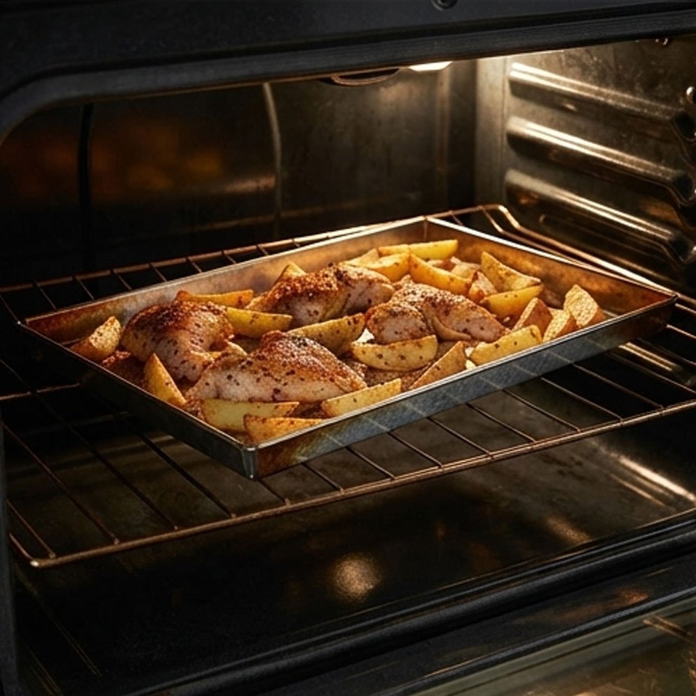 Rectangular baking sheet made of galvanized sheet metal for oven use, size 1 - Image 3
