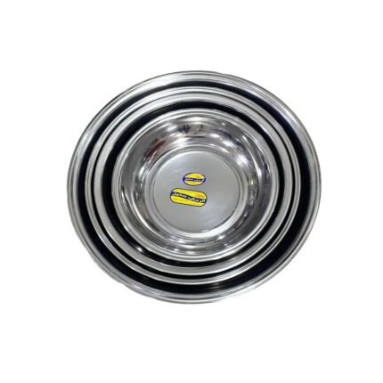 4-piece round stainless steel strainer set for draining and washing fruits and vegetables