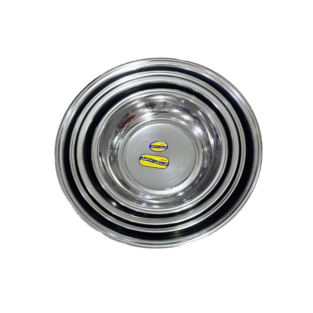 4-piece round stainless steel strainer set for draining and washing fruits and vegetables