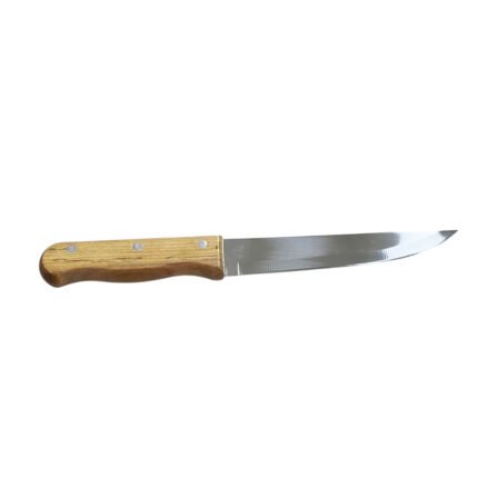 Sharp kitchen knife for everyday use in cutting meat and vegetables with a wooden handle