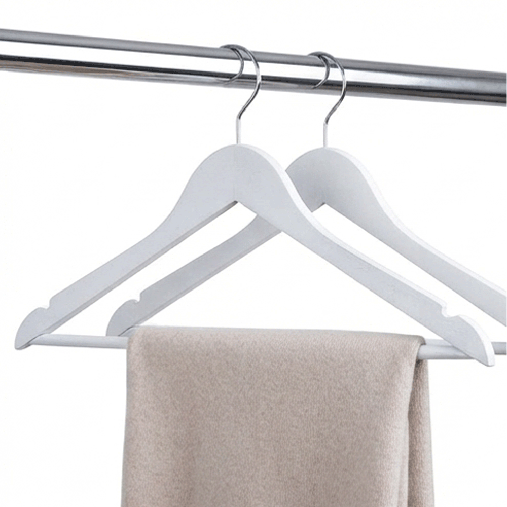 Clothes Hangers Set with Swivel Hook & Pants Bar - 3 pices - White - Image 2