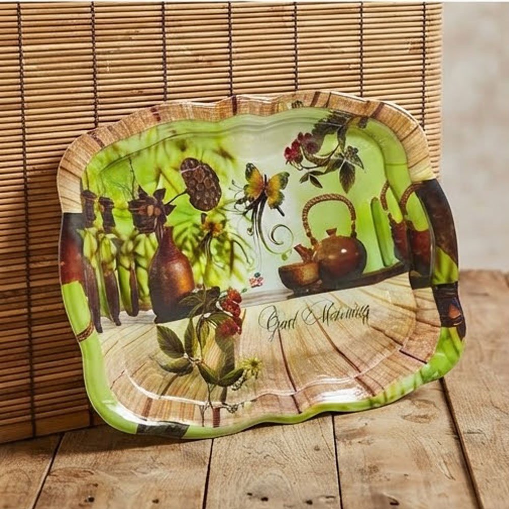 Pearl Set of 3 Flower Print Serving Trays with Handles for Kitchen & Dining - Image 10