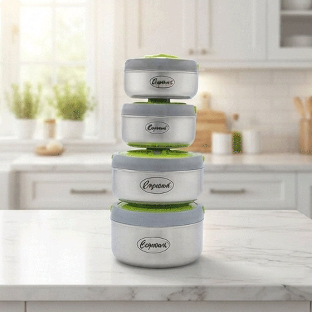 Stainless Steel Thermal Insulated Lunch Box Food Container Set-4-Piece - Image 2