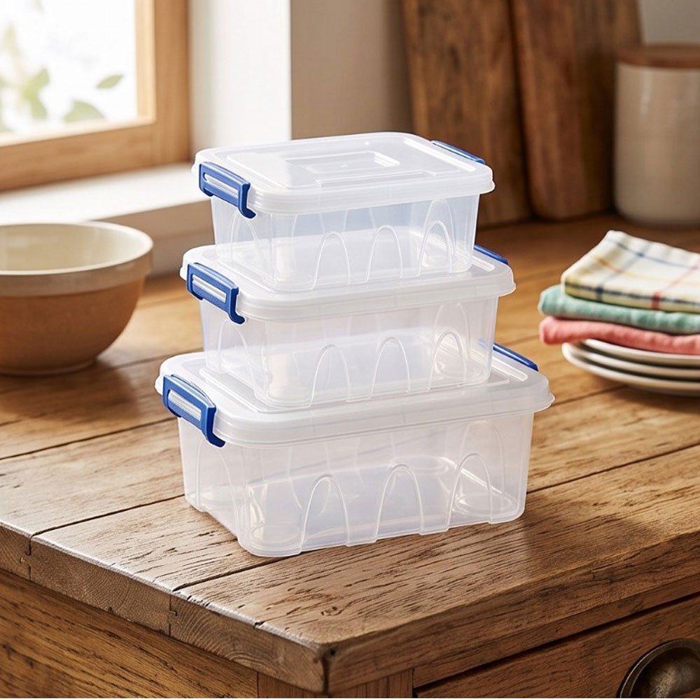 El Andalous Cinderella 3-Piece Transparent Plastic Food Storage Containers Set With Lock Clips