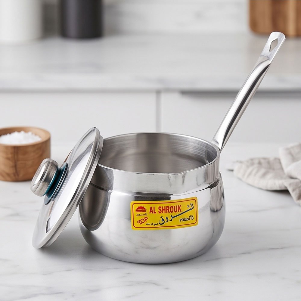 Premium Aluminum Saucepan Set by Al-Shrouk with Tight-Fitting Lid - Excellent Heat Distribution & Durable Design for Daily Use