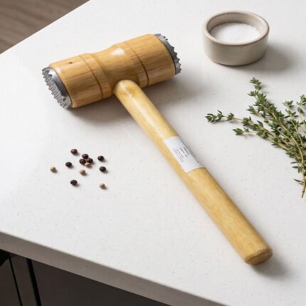 Wooden Meat Tenderizer Hammer Mallet Dual-Sided Tool for Steaks and Kitchen Cooking
