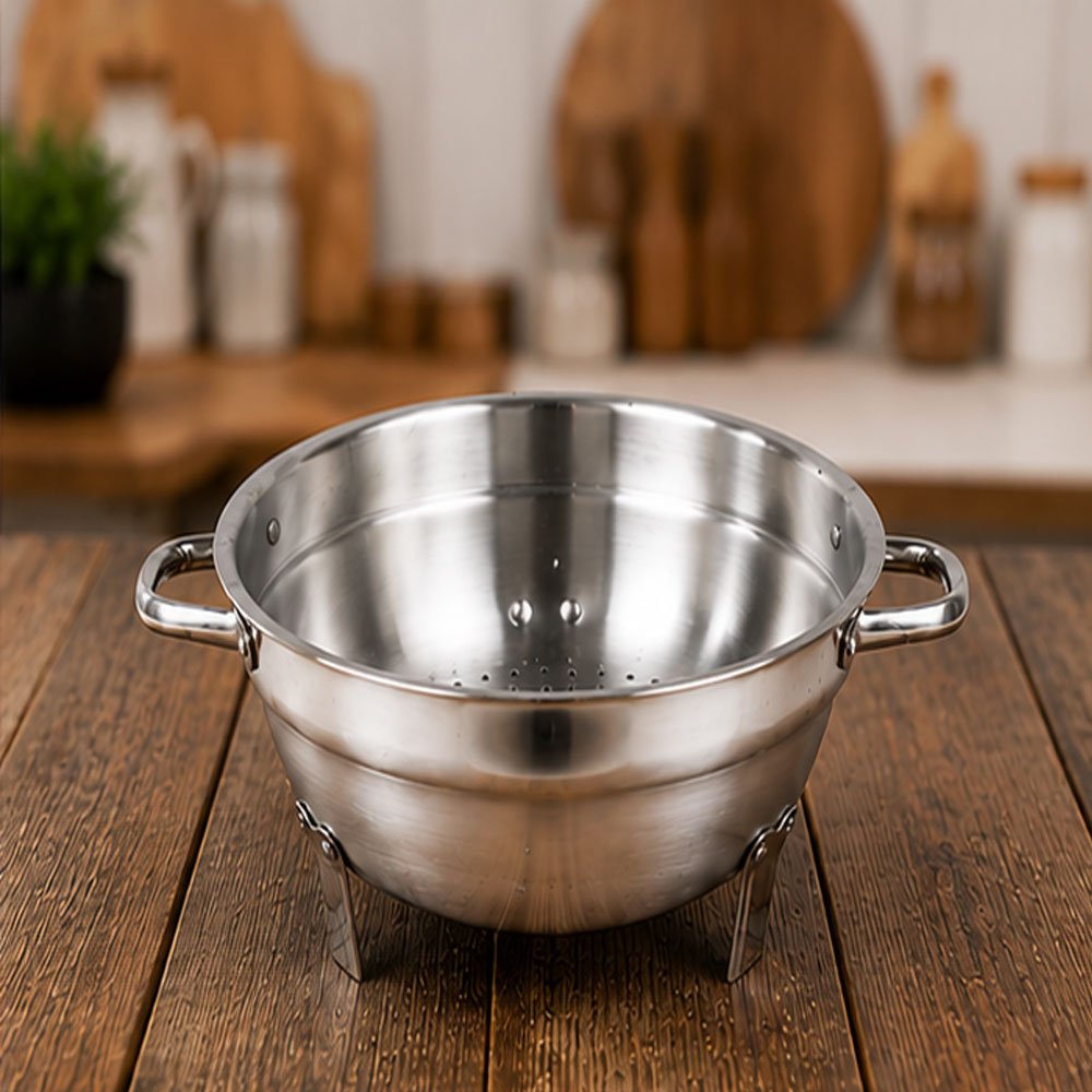 Premium Aluminum Colander with Stand by Al-Shrouk - 26 cm Durable Design Perfect for Washing & Straining Vegetables, Fruits, and Pasta - Image 3