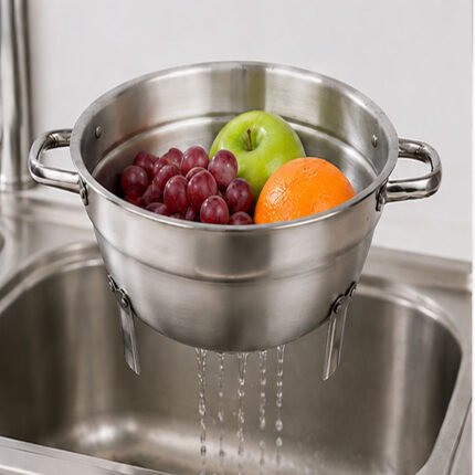 Premium Aluminum Colander with Stand by Al-Shrouk - 26 cm Durable Design Perfect for Washing & Straining Vegetables, Fruits, and Pasta