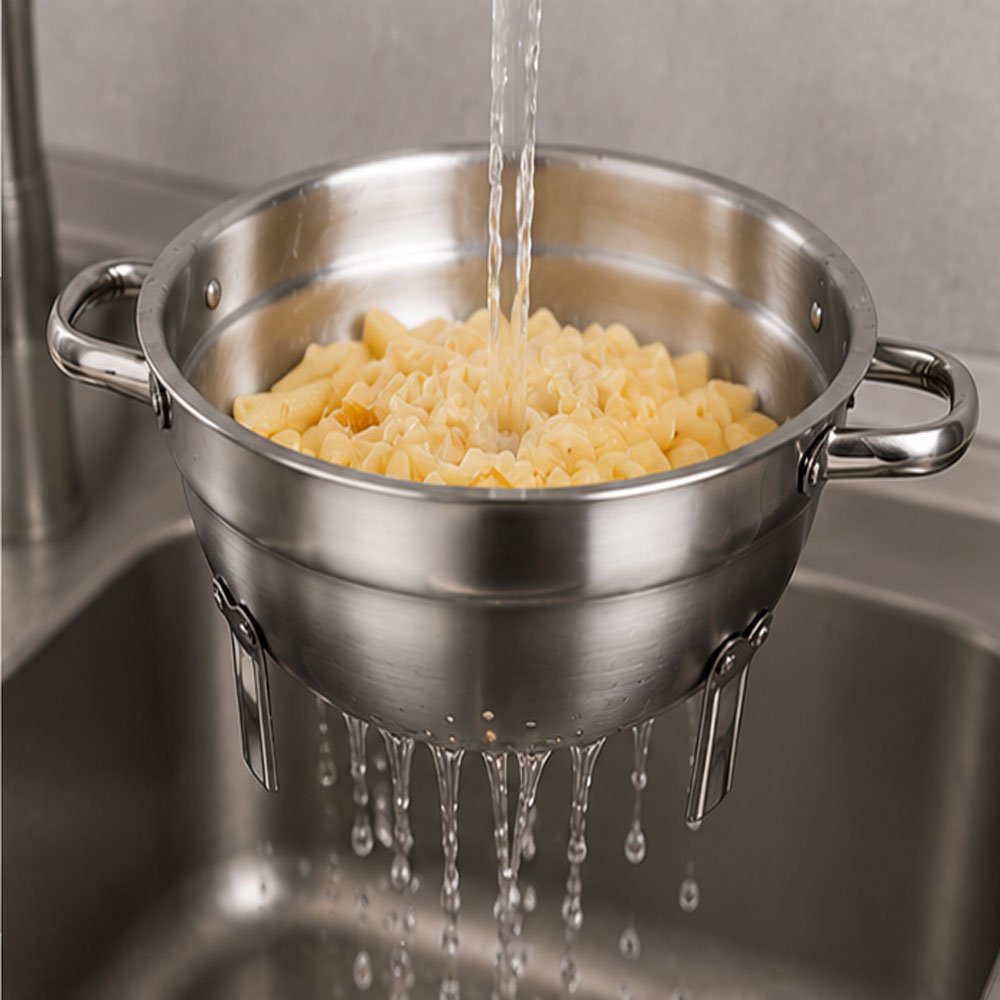 Premium Aluminum Colander with Stand by Al-Shrouk - 26 cm Durable Design Perfect for Washing & Straining Vegetables, Fruits, and Pasta - Image 2