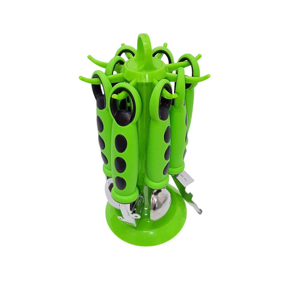 El Sultana Silicone Kitchen Tool Set with Can Opener Peeler and Rotating Stand - Image 2