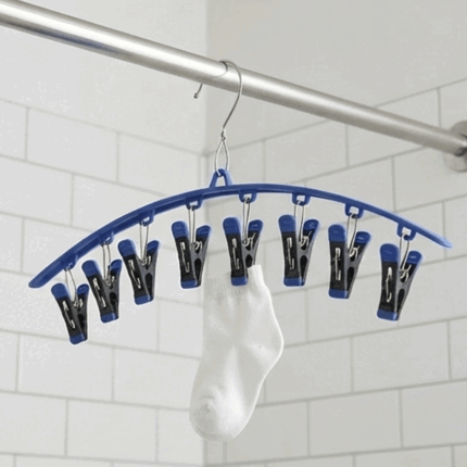 El Amana Stainless Steel Hanging Drying Rack Clothes Hanger With Pegs Clips For Socks