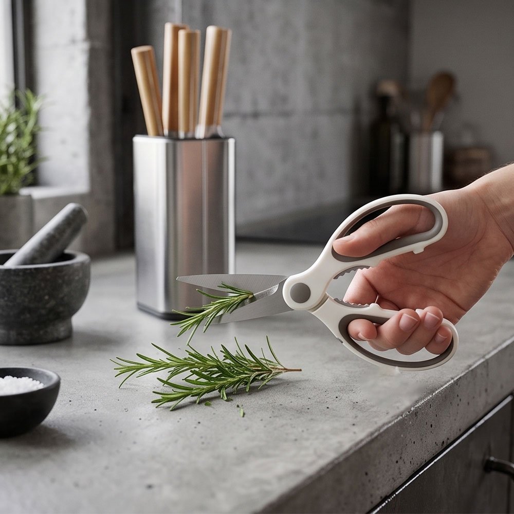 Stainless Steel Kitchen Knife Block Set With Wooden Handles And Scissors Stand - Image 5