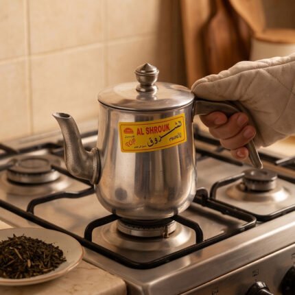 Premium Aluminum Czech Tea Kettle by Al-Shrouk Size 2 - Authentic Classic and Practical Design for Brewing and Serving Tea