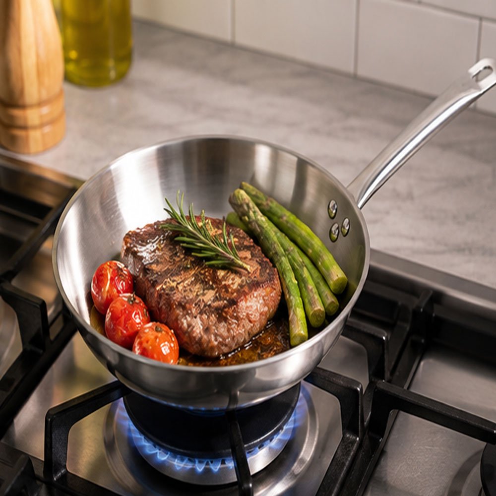 Premium Aluminum Fry Pan Set by Al-Shrouk - Durable and Professional Design for High-Efficiency Frying and Searing