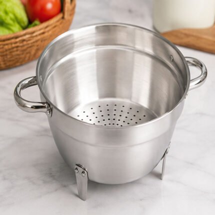 El Shorouk Aluminum Footed Colander Strainer Size 28 For Pasta Vegetables Fruits