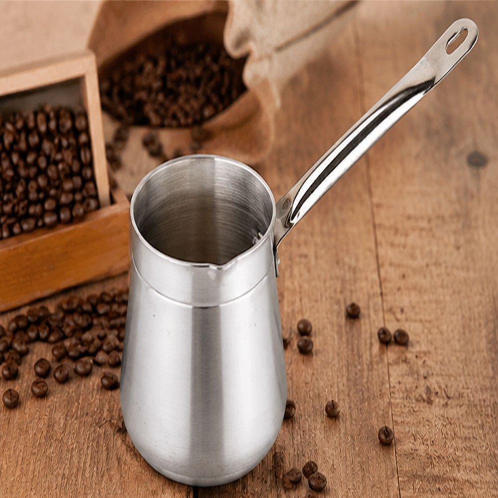 El Shorouk Aluminum Turkish Coffee Pots Set 3 Pieces Sizes 2 4 6 With Heat Handle - Image 3