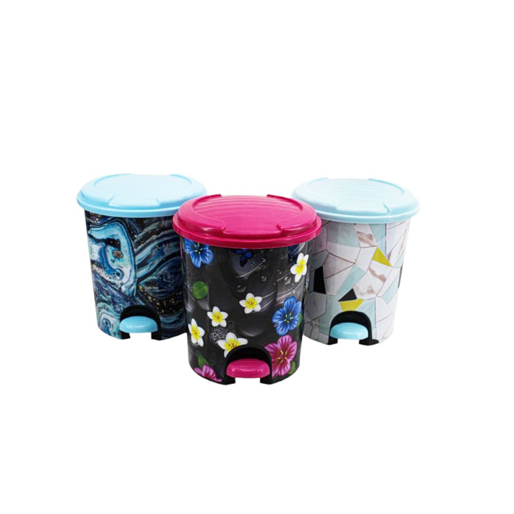 El Andalous Marbella 3-in-1 Plastic Step Trash Bins Set Pedal Dustbins For Home Kitchen & Bathroom - Image 2