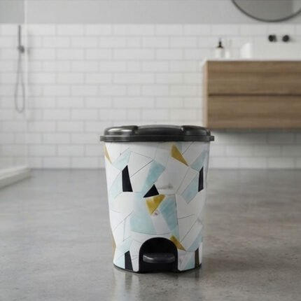 El Andalous Marbella 2 Plastic Step Trash Bin Pedal Garbage Can For Home Kitchen & Bathroom