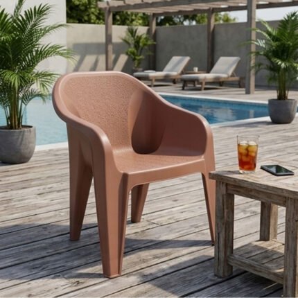 Al Andalus Vera Heavy Duty Textured Plastic Chair With Armrests Outdoor