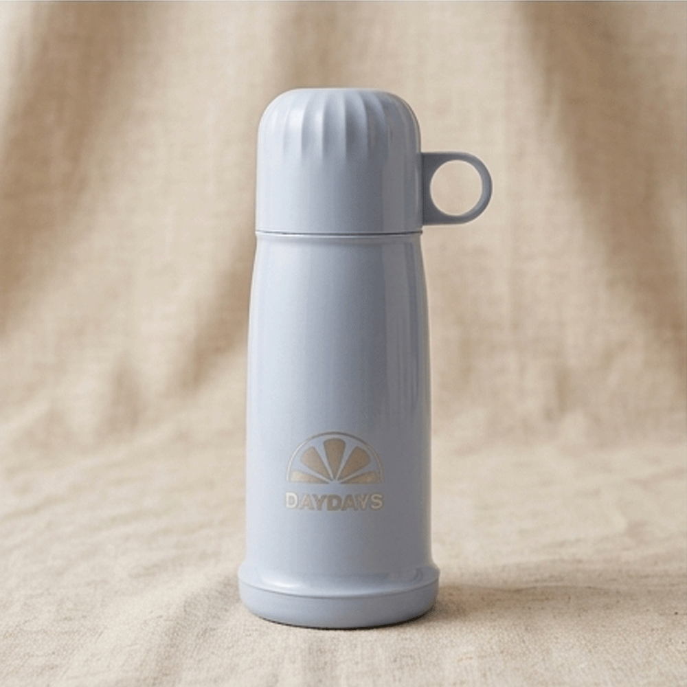 Thermos for storing hot and cold drinks with a cup lid