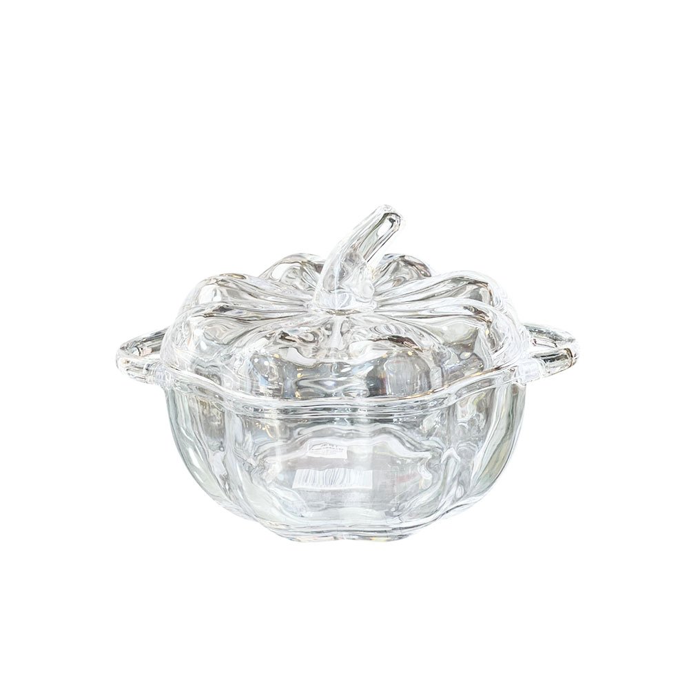Blank Max Pumpkin Shaped Crystal Clear Glass Candy Bowl Jar with Lid for Sweets & Dates - Image 2