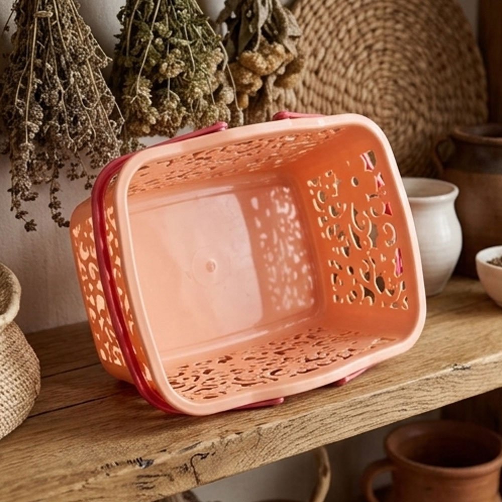 Al Andalus Bouquet Patterned Plastic Clothespin Peg Basket Carrying Handles - Image 3