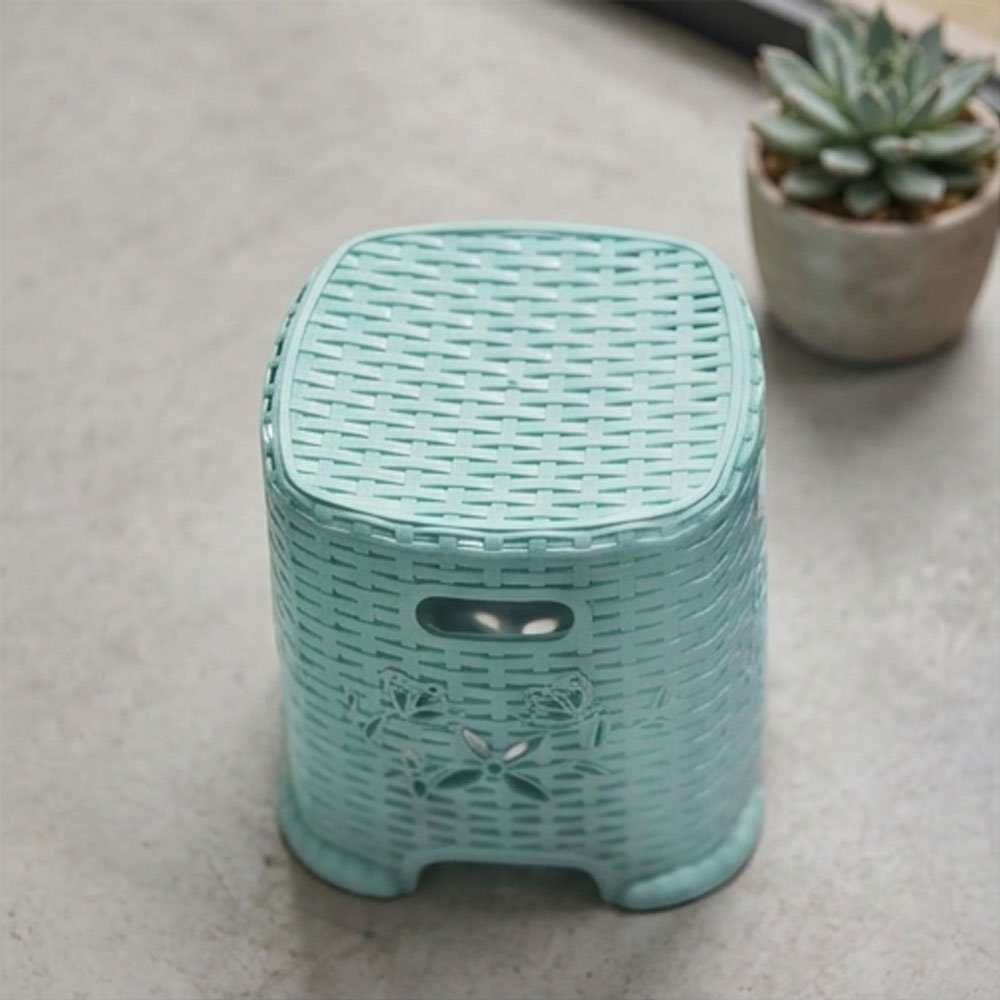 Al Andalus Roca Rattan Design Plastic Stool Ottoman Chair Without Back - Image 3