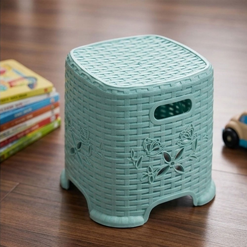 Al Andalus Roca Rattan Design Plastic Stool Ottoman Chair Without Back