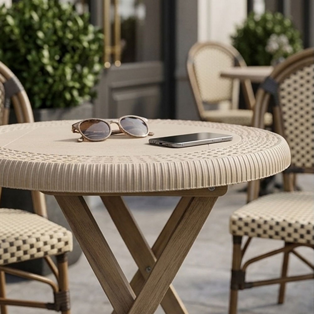 Al Andalus Classic Round Rattan Design Plastic Side Table For Garden - Image 2