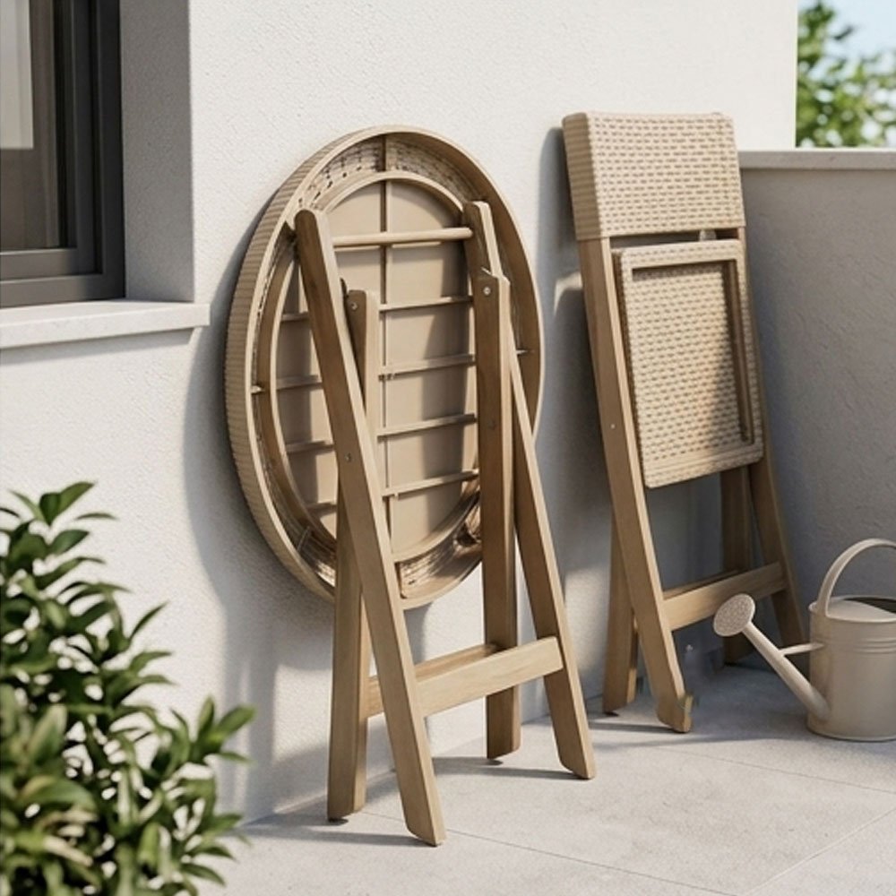 Al Andalus Classic Round Rattan Design Plastic Side Table For Garden - Image 3