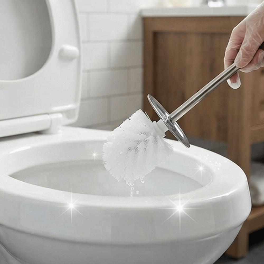 El Amana Stainless Steel Bathroom Toilet Brush Set With Stand Container Holder - Image 2