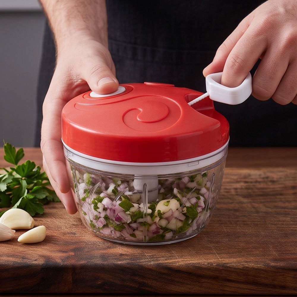Manual Mini Pull Chopper Hand Food Processor For Garlic Onion Vegetable Nuts Fruit - Image 3