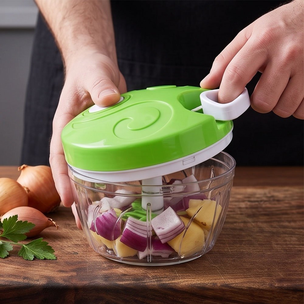 Large Manual Pull Chopper Hand Food Processor With Whisk Blade For Juice And Eggs - Image 5