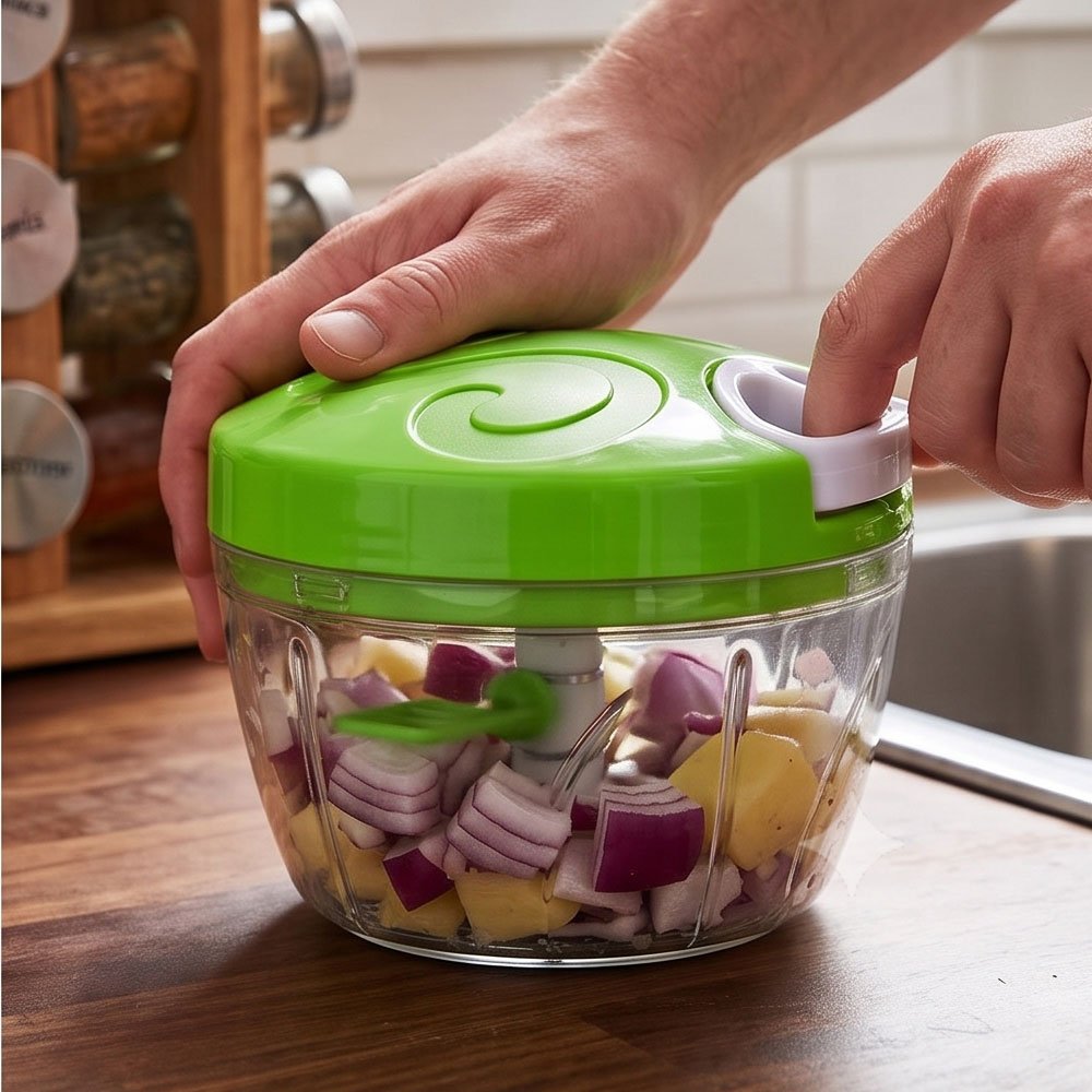 Large Manual Pull Chopper Hand Food Processor With Whisk Blade For Juice And Eggs - Image 3